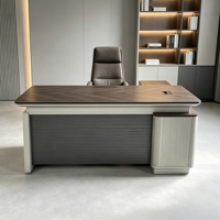 Meja Kantor Eksekutif Mewah Modern Bentuk L dari Kayu dengan Kabinet Penyimpanan Besar untuk Gedung Perkantoran Kelas Atas