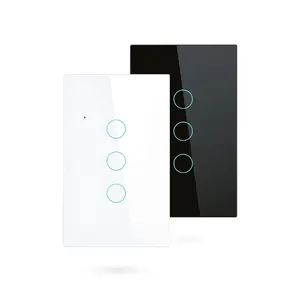 Best Price Tuya Smart Home Light Wall Touch Switch 3 Gang Wifi Light switch US Standard PST-WT-U3