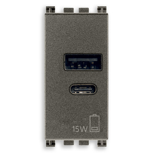 Adaptateur secteur USB A+C 15W 5V en métal pour appareils - Product Image 1