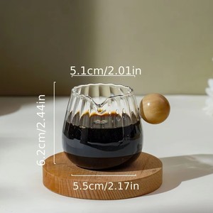 Pichet à lait <span class=keywords><strong>mini</strong></span> en verre borosilicate côtelé résistant à la chaleur, tendance et de qualité supérieure, avec poignée en bois, pour l'art du café expresso - Product Image 5