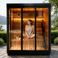Sauna Uap Kubus Hemlock Hitam untuk 2-4 Orang, Ruangan Modern untuk Rumah, Hotel & Spa