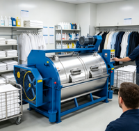 Laveuse industrielle horizontale SUS304 à double verrouillage de porte pour usine de services uniformisés