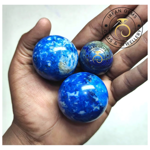IRFAN GEMS ลูกแก้วลาพิส ลาซูลี ทรงกลม ขัดเงา สีน้ำเงิน สำหรับทำเครื่องประดับ ลูกแก้วคริสตัลลาพิส ลาซูลี ราคาขายส่ง - Product Image 1