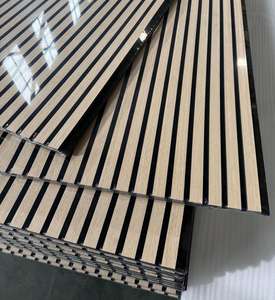 แผ่นไม้ผนังอะคูสติกพร้อมการออกแบบร่อง MDF + ไม้วีเนียร์ไม้แผ่นไม้ระแนงผนังโซลูชันกราฟิก - Product Image 2