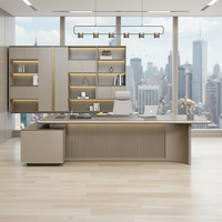 Escritorio de Madera en Forma de L, Diseño Moderno, Lujoso y Duradero, con Gabinete de Almacenamiento de Gran Capacidad, Color Personalizable, para Oficina en Casa