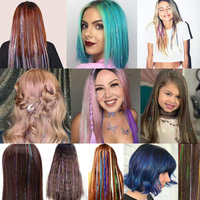 Fujia 48 Inch 22 Buah/set Aksesoris Rambut Lurus Tahan Panas Warna-warni untuk Pesta Peri, Set Alat Rambut Berkilau