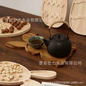 Bandeja de Madera con Forma de Conejo de Mu Yujia, Decorativa para Pascua, de Madera Maciza, con Forma Irregular, Diseño de Dibujos Animados - Product Image 4