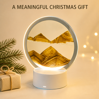 Lampe de table ronde à peinture sable, veilleuse LED colorée avec interrupteur tactile en verre, décoration de chevet, cadeau de Noël, vente en gros OEM