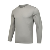 T-shirt de sport blanc vierge à logo personnalisé, col rond, séchage rapide, anti-transpiration, manches longues, en polyester, pour la course à pied