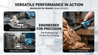Meuleuse industrielle sans fil 21V sans balais, 25000 tr/min, haute vitesse, à long cou, électrique, à vitesse variable, pour le travail des métaux et la réparation de moules