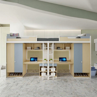 Meubles scolaires en gros, lits superposés jumeaux avec bureau et armoire pour usage scolaire