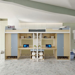 Оптовая продажа, товары для школьной мебели, двухъярусная кровать в общежитии с письменным столом и шкафом для школьного использования - Product Image 1