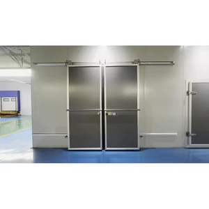 Nouvelles portes industrielles en acier galvanisé au design moderne, anti-effraction, manuelles, à double ouverture, coulissantes, plates, en acier galvanisé pour <span class=keywords><strong>atelier</strong></span> - Product Image 6