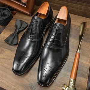 Zapatos Oxford de Vestir para Hombre, de Cuero Genuino de Alta Calidad, Casuales, con Punta Cuadrada Antideslizante, para Uso Profesional - Product Image 6