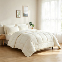 Ensemble de literie Queen 7 pièces, doux et complet, comprenant couette matelassée toutes saisons, draps, taies d'oreiller et housses de coussin