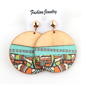 Nuovissimi Orecchini Africani Stampati Fatti a Mano in <span class=keywords><strong>Legno</strong></span> - Product Image 2