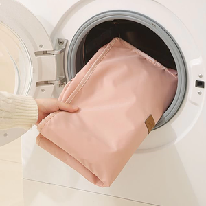 Sac de rangement de voyage en tissu rectangulaire de couleur beige/rose/gris/bleu, sac de rangement pliable multifonctionnel pour vêtements suspendus - Product Image 3