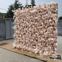 Nouvelle Murale Florale Décorative 3D 5D 8x8 pieds en Rouleau, Roses Artificielles Couleur Champagne pour Mariage