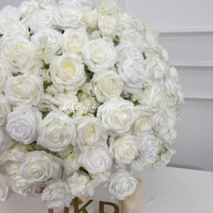 Bola <span class=keywords><strong>de</strong></span> Flores Artificiales Personalizada al por Mayor para Decoración <span class=keywords><strong>de</strong></span> Eventos, Bola <span class=keywords><strong>de</strong></span> Flores <span class=keywords><strong>de</strong></span> 80 cm <span class=keywords><strong>con</strong></span> Rosas Blancas, <span class=keywords><strong>Hortensias</strong></span> y Flores Beige, <span class=keywords><strong>Centros</strong></span> <span class=keywords><strong>de</strong></span> Mesa - Product Image 6