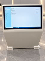Kiosque tactile sur pied blanc avec écran OLED, terminal d'affichage numérique interactif pour centres commerciaux et magasins de détail
