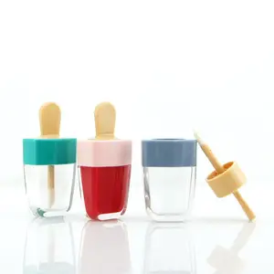 Yeni varış 5ml mavi pembe yeşil dondurma dudak brüt tüp Popsicle sevimli dudak parlak kutular boş Lipgloss tüpler ile değnekleri