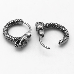 Pendientes de aro con forma de serpiente de Yunnique, diseño de animales de acero y titanio plateado tibetano para parejas, joyería de moda - Product Image 2