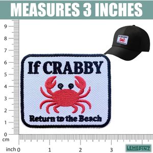 Parche Bordado 'Si el Crabe se Vuelve Agresivo, Vuelva a la Playa', 3 Pulgadas, Termoadhesivo o para Coser, Aplique de Viaje - Product Image 3