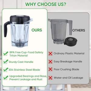 Pour <span class=keywords><strong>Vita</strong></span> --- <span class=keywords><strong>mix</strong></span> 64oz Pichet de remplacement à profil bas pour pièces de mélangeur Compatible 750 E310 - Product Image 5