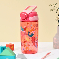 Bouteille d'eau en plastique de qualité alimentaire pour enfants, sans BPA, 550 ml, portable, durable, impression de dessins animés, vente en gros