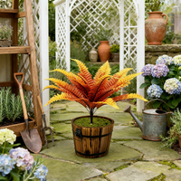 Fougère artificielle d'automne, fausse fougère de Boston, feuilles orange et jaunes pour la décoration d'automne à la maison ou pour un mariage, pot non inclus
