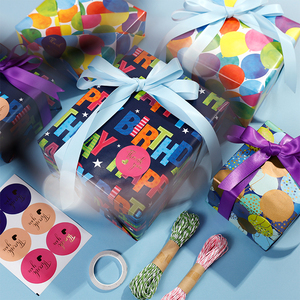 Christmas Birthday Coated Wrapping Paper for Kids Baby Shower Gift Roll 43x300cm Sheets 70x100cm <strong>Custom</strong> <strong>Giftwrap</strong> - Product Image 5