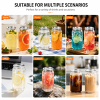 Boîtes de conserve en plastique PET transparentes de 330 ml, 500 ml et 650 ml, gobelets à café transparents avec couvercles en aluminium pour l'emballage de jus et de boissons