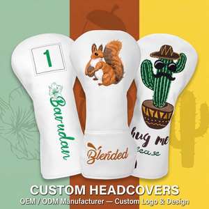 Ensemble de housses de tête de driver de golf en cuir PU avec logo personnalisé, broderie, faible MOQ, livraison rapide, usine OEM, vente en gros - Product Image 1