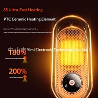 Nouveau radiateur compact transfrontalier à chauffage rapide PTC 1000-1500W, économe en énergie, avec contrôle tactile, minuterie et protection anti-basculement/surchauffe