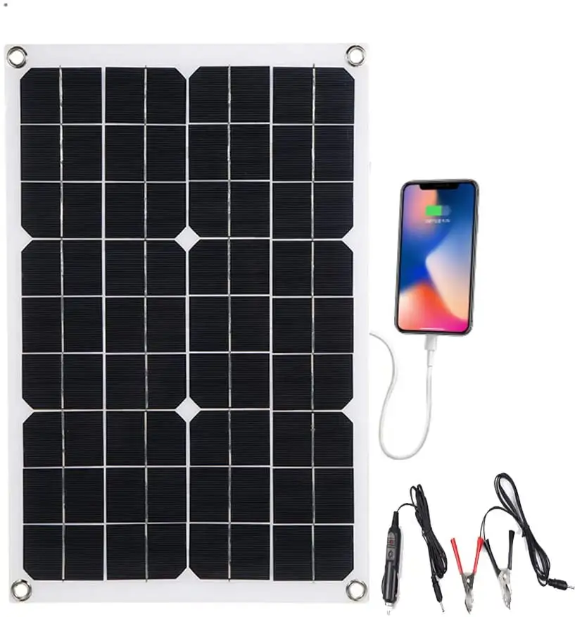 20W Solar Generator Smartphones Laptop Car Boat RV Trailer 12v Battery Charging Foldable Solar Panel Charger Kit