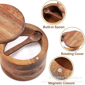 Cross-border wooden seasoning box, solid wood salt <b>shaker</b>, solid wood pepper powder box, kitchen seasoning <b>bottle</b>, salt box, - Product Image 2
