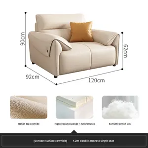 ชุดโซฟาหนังติดห้องนั่งเล่นสไตล์โมเดิร์นแบบมินิมอลลิสสำหรับใช้ในห้องนั่งเล่นทำจากหนังวัวแท้น้ำหนักเบาหรูหรา<span class=keywords><strong>แถว</strong></span>ตรงสามที่นั่งใหม่2025 - Product Image 6