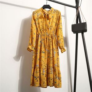 Robe Longue Fleurie Vintage en Mousseline d'Été pour Femme, Col <span class=keywords><strong>Rétro</strong></span> Décontracté Coupe Ajustée - Product Image 4