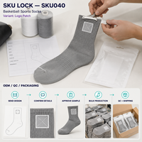 Chaussettes de sport de basketball avec logo ODM pour les collections de merchandising de terrain, avec programmes d'achat en gros