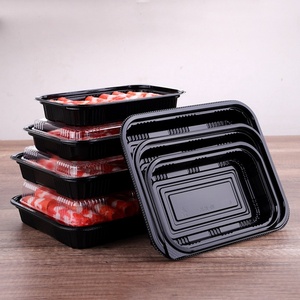 Barquette jetable en PVC/PET noir avec emballage blister pour biscuits, sandwichs, nouilles, usage en supermarché et aliments frais - Product Image 6