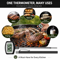 Thermomètre numérique instantané pour viande en métal avec rétroéclairage pour barbecue, fumoir et cuisine