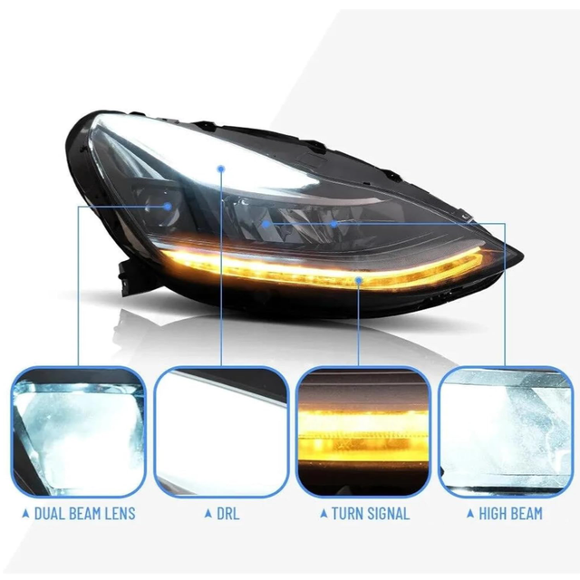 Headlights Assembly Compatible with Tesla Car Headlamp Assembly Front Lamp Projector Headlight Parts1514952-00-C 1514953-00-C