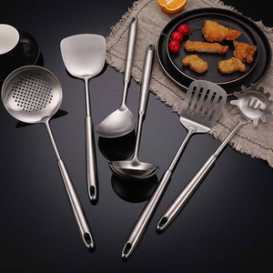 Ensemble <span class=keywords><strong>de</strong></span> 6 ustensiles <span class=keywords><strong>de</strong></span> <span class=keywords><strong>cuisine</strong></span> en acier inoxydable <span class=keywords><strong>de</strong></span> qualité alimentaire, écologiques, spatules, louche, cuillère à soupe, cuillère à pâtes - Product Image 3