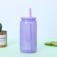 Gobelet isotherme réutilisable en PC écologique de 16 oz avec couvercles à paille, design minimaliste, couleurs et logo personnalisables pour cadeaux