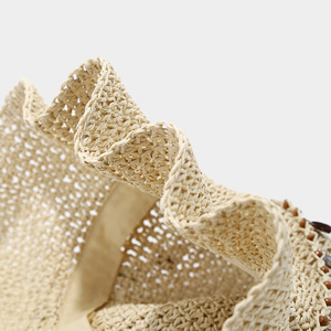 <span class=keywords><strong>Chapeau</strong></span> <span class=keywords><strong>de</strong></span> <span class=keywords><strong>paille</strong></span> au crochet pour femme, respirant, à large bord, ajouré, protection UV, idéal pour l'été, la plage <span class=keywords><strong>et</strong></span> les vacances - Product Image 4