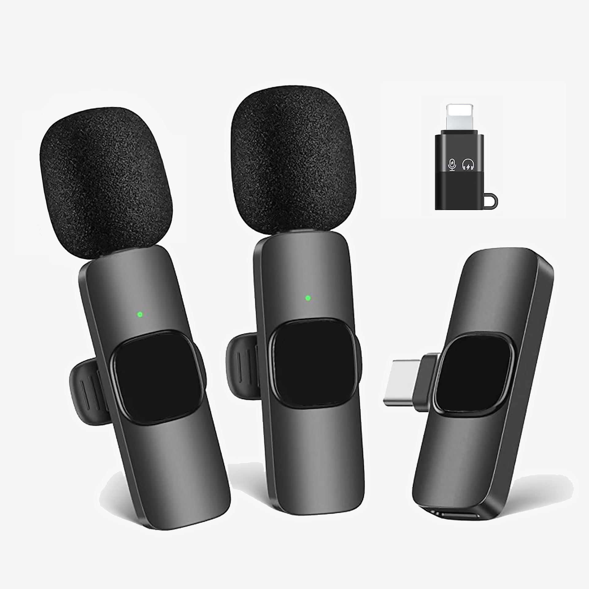 Mic * 2, receptor * 1, adaptador Lightning * 1