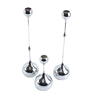 Modern Art Unique <b>Silver</b>/Gold/Black Metal Long <b>Candlestick</b> Holders Handmade Wedding & Christmas Home Decoration Candleholder Set - Product Image 2