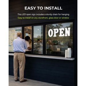 Open <b>Sign</b> 40x14 Inch Extra Bright <b>Led</b> Business <b>Sign</b> High Visibility Aluminum White Light Steady Operation For Cafe Restaurant - Product Image 6