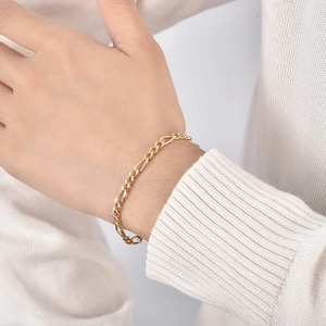 Nouveauté Bracelet unisexe bohème géométrique pour anniversaire, plaqué or 18 carats, style chaîne Figaro en laiton - Product Image 3