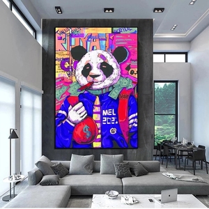 Affiche Pop Art Graffiti de rue <span class=keywords><strong>Panda</strong></span> fumant Affiches murales Impressions Sac d'argent Peinture sur toile inspirante Décoration d'intérieur - Product Image 5